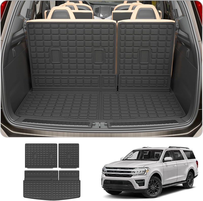 Thinzyou Cargo Mat Compatible with 2018-2024 Ford Expedition Lincoln Navigator (Not for Max or L Models) Cargo Liner Trunk Liner 2023 Expedition 7&8 Seats Accessories (Trunk Mat+Backrest Mats) - Image 1